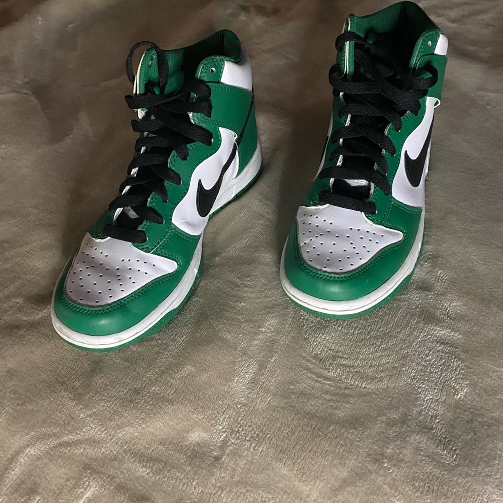 Nike Green and White Sneakers with Black Details